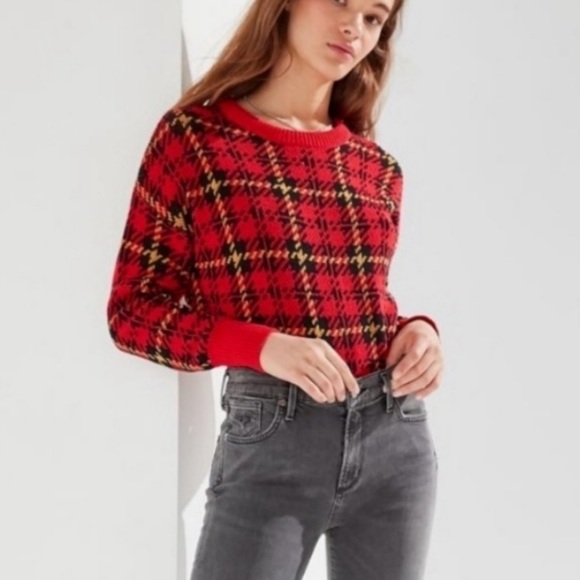 URBAN OUTFITTERS | Women’s Sweater Small Plaid Crew Neck - Picture 4 of 12